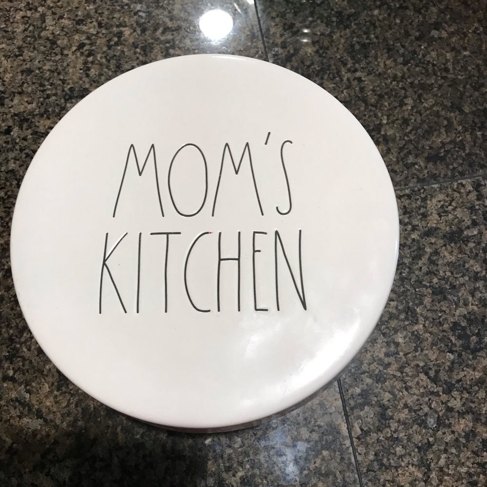 Rae Dunn "Mom's Kitchen" Round Cake Stand, 10‎ Inches, White